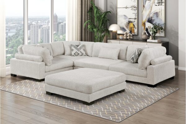 9555BEG Seating-Tinley Collection 6-Piece Modular Sectional wi...
