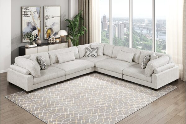 9555BEG Seating-Tinley Collection 6-Piece Modular Sectional wi...