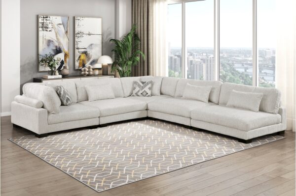 9555BEG Seating-Tinley Collection 6-Piece Modular Sectional wi...