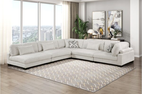 9555BEG Seating-Tinley Collection 6-Piece Modular Sectional wi...