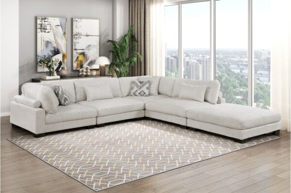 9555BEG Seating-Tinley Collection 6-Piece Modular Sectional wi...