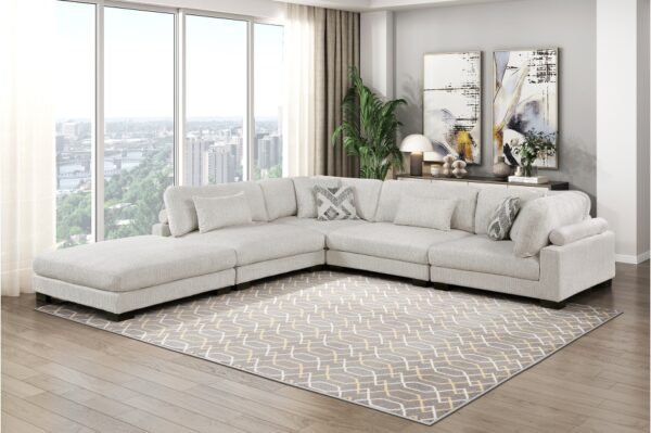 9555BEG Seating-Tinley Collection 6-Piece Modular Sectional wi...