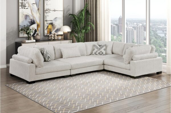 9555BEG Seating-Tinley Collection 6-Piece Modular Sectional wi...