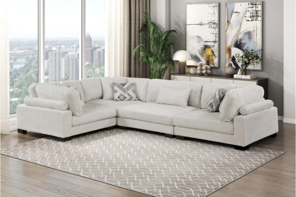 9555BEG Seating-Tinley Collection 6-Piece Modular Sectional wi...