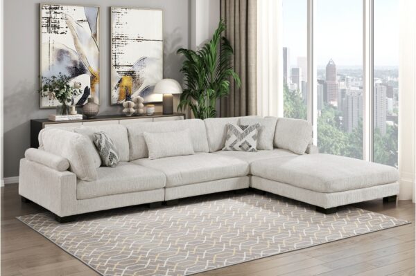 9555BEG Seating-Tinley Collection 6-Piece Modular Sectional wi...