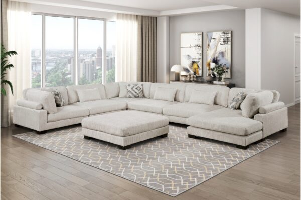 9555BEG Seating-Tinley Collection 6-Piece Modular Sectional wi...