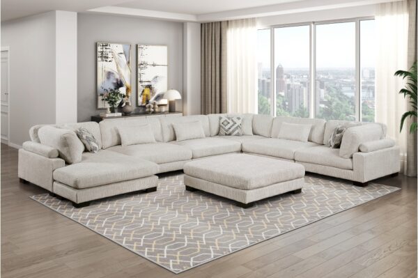 9555BEG Seating-Tinley Collection 6-Piece Modular Sectional wi...