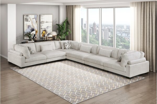 9555BEG Seating-Tinley Collection 6-Piece Modular Sectional wi...
