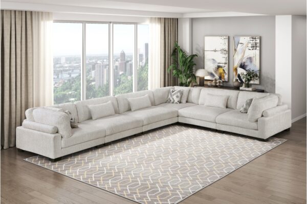 9555BEG Seating-Tinley Collection 6-Piece Modular Sectional wi...