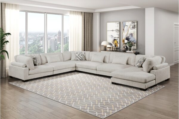 9555BEG Seating-Tinley Collection 6-Piece Modular Sectional wi...
