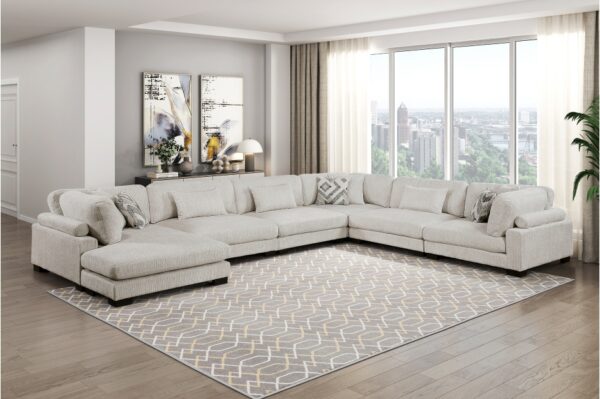 9555BEG Seating-Tinley Collection 6-Piece Modular Sectional wi...