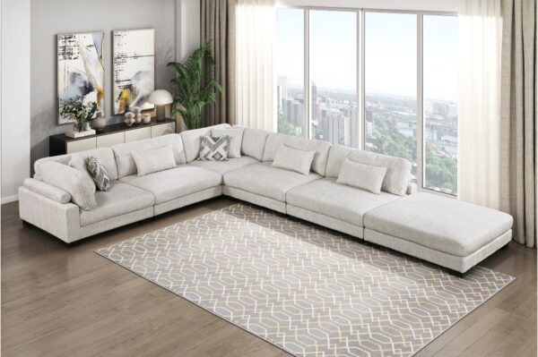 9555BEG Seating-Tinley Collection 6-Piece Modular Sectional wi...
