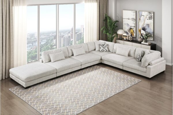 9555BEG Seating-Tinley Collection 6-Piece Modular Sectional wi...