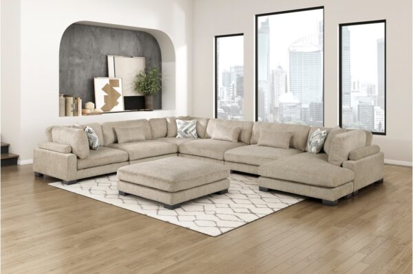 9555BRW Seating-Tinley Collection 6-Piece Modular Sectional wi...