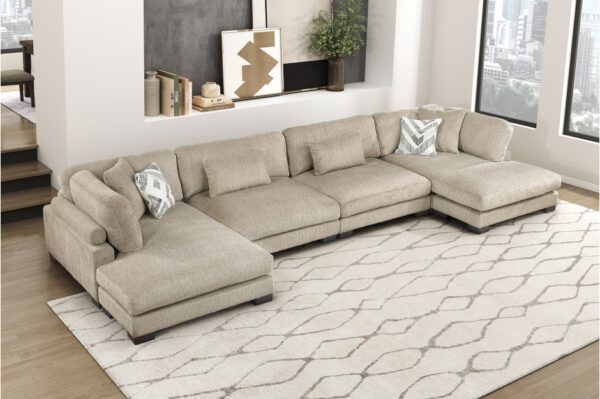 9555BRW Seating-Tinley Collection 6-Piece Modular Sectional wi...