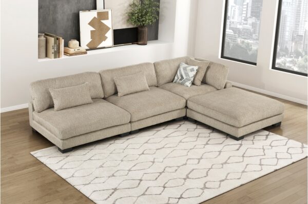 9555BRW Seating-Tinley Collection 6-Piece Modular Sectional wi...