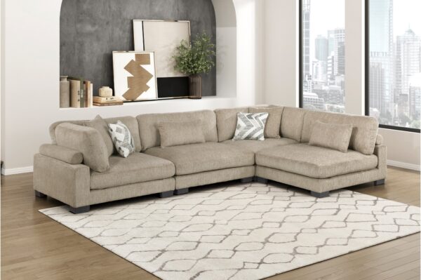9555BRW Seating-Tinley Collection 6-Piece Modular Sectional wi...