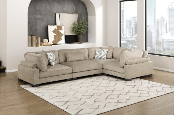 9555BRW Seating-Tinley Collection 6-Piece Modular Sectional wi...