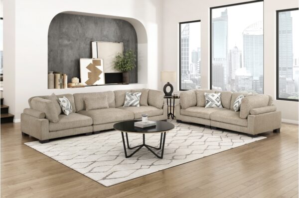 9555BRW Seating-Tinley Collection 6-Piece Modular Sectional wi...