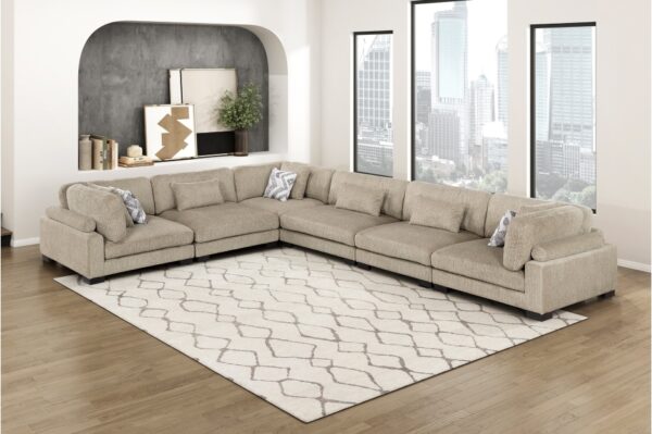9555BRW Seating-Tinley Collection 6-Piece Modular Sectional wi...