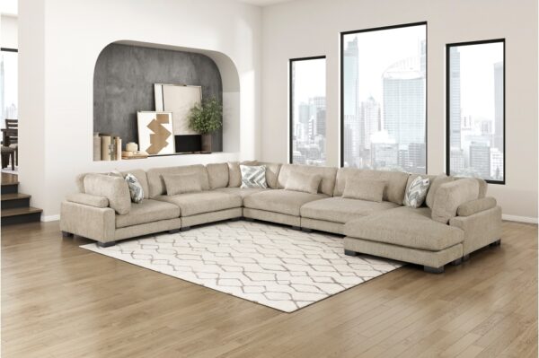 9555BRW Seating-Tinley Collection 6-Piece Modular Sectional wi...