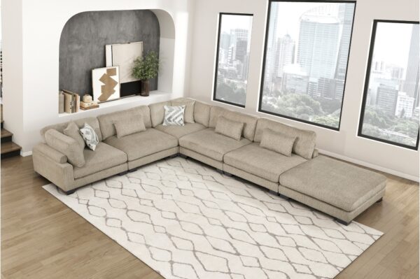 9555BRW Seating-Tinley Collection 6-Piece Modular Sectional wi...