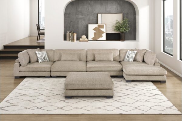 9555BRW Seating-Tinley Collection 6-Piece Modular Sectional wi...