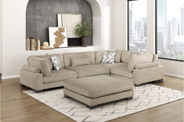 9555BRW Seating-Tinley Collection 6-Piece Modular Sectional wi...