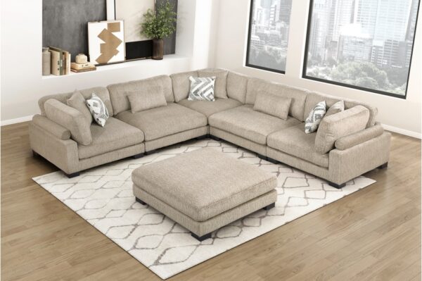 9555BRW Seating-Tinley Collection 6-Piece Modular Sectional wi...