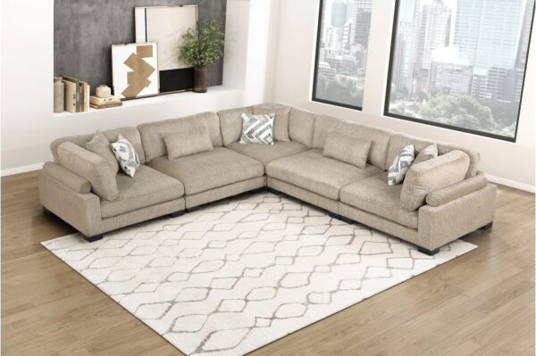 9555BRW Seating-Tinley Collection 6-Piece Modular Sectional wi...