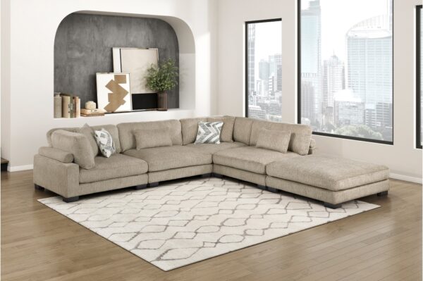 9555BRW Seating-Tinley Collection 6-Piece Modular Sectional wi...