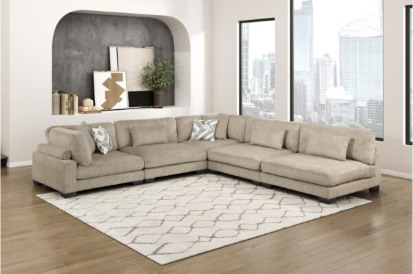 9555BRW Seating-Tinley Collection 6-Piece Modular Sectional wi...