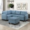 9557BUE Seating-Garren Collection 8-Piece Sectional with Stora...