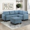 9557BUE Seating-Garren Collection 8-Piece Sectional with Stora...