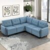 9557BUE Seating-Garren Collection 8-Piece Sectional with Stora...