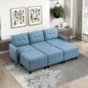 9557BUE Seating-Garren Collection 8-Piece Sectional with Stora...