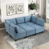 9557BUE Seating-Garren Collection 8-Piece Sectional with Stora...