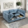 9557BUE Seating-Garren Collection 8-Piece Sectional with Stora...