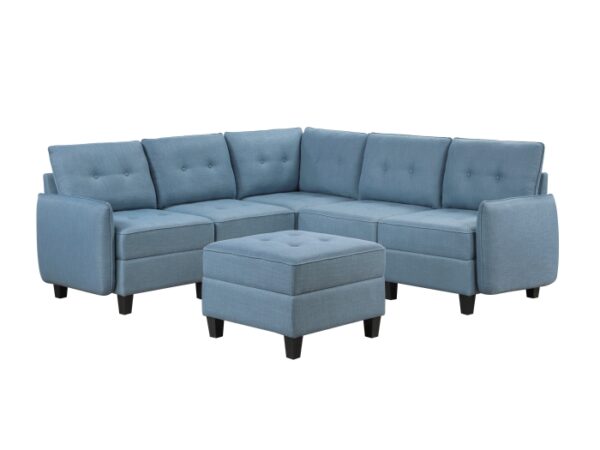 9557BUE*6SCOT 6-Piece Sectional with Stora...