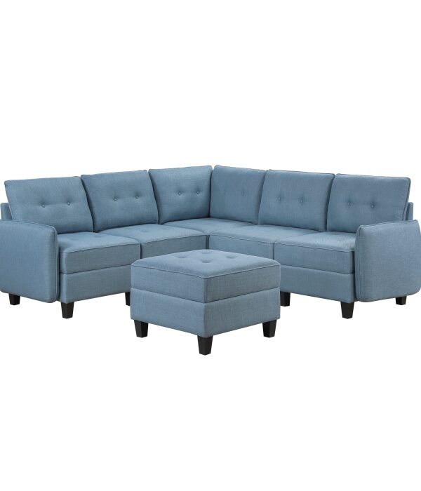 9557BUE*6SCOT 6-Piece Sectional with Stora...