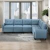 9557BUE Seating-Garren Collection 8-Piece Sectional with Stora...