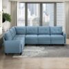 9557BUE Seating-Garren Collection 8-Piece Sectional with Stora...