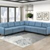 9557BUE Seating-Garren Collection 8-Piece Sectional with Stora...