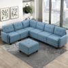 9557BUE Seating-Garren Collection 8-Piece Sectional with Stora...