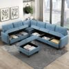 9557BUE Seating-Garren Collection 8-Piece Sectional with Stora...