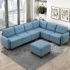 9557BUE Seating-Garren Collection 8-Piece Sectional with Stora...