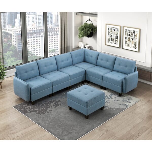 9557BUE*7SCOT 7-Piece Sectional with Stora...