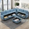 9557BUE Seating-Garren Collection 8-Piece Sectional with Stora...