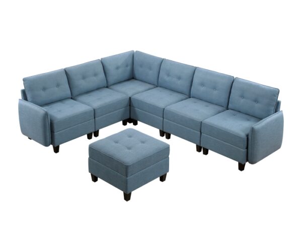 9557BUE*7SCOT 7-Piece Sectional with Stora...