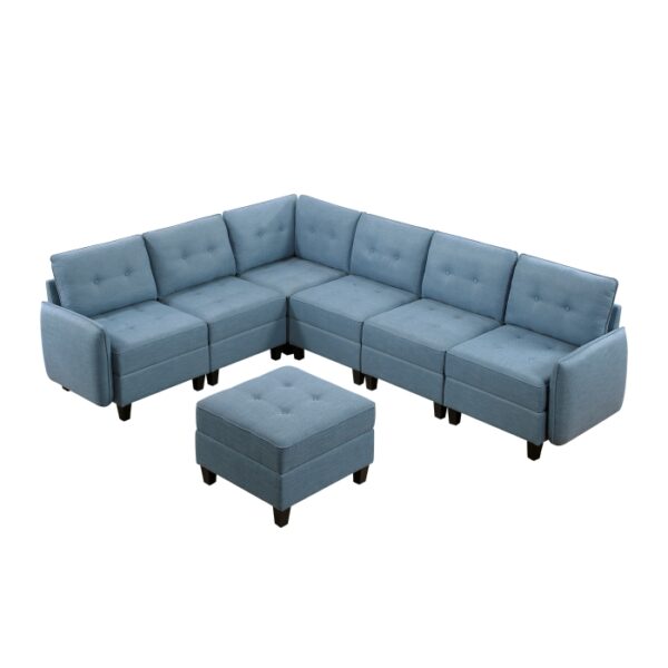 9557BUE*7SCOT 7-Piece Sectional with Stora...